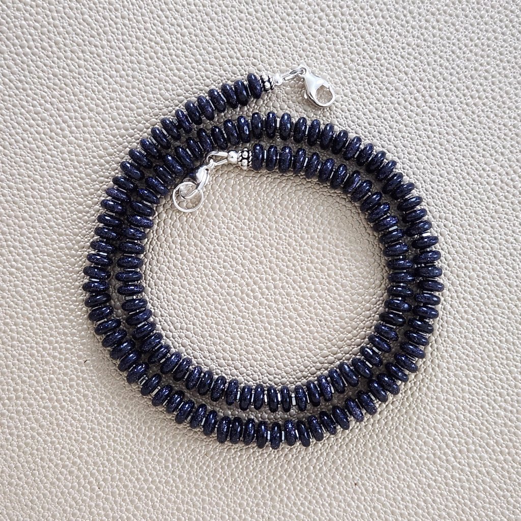 Midnight Sky Blue Sandstone Necklace--18